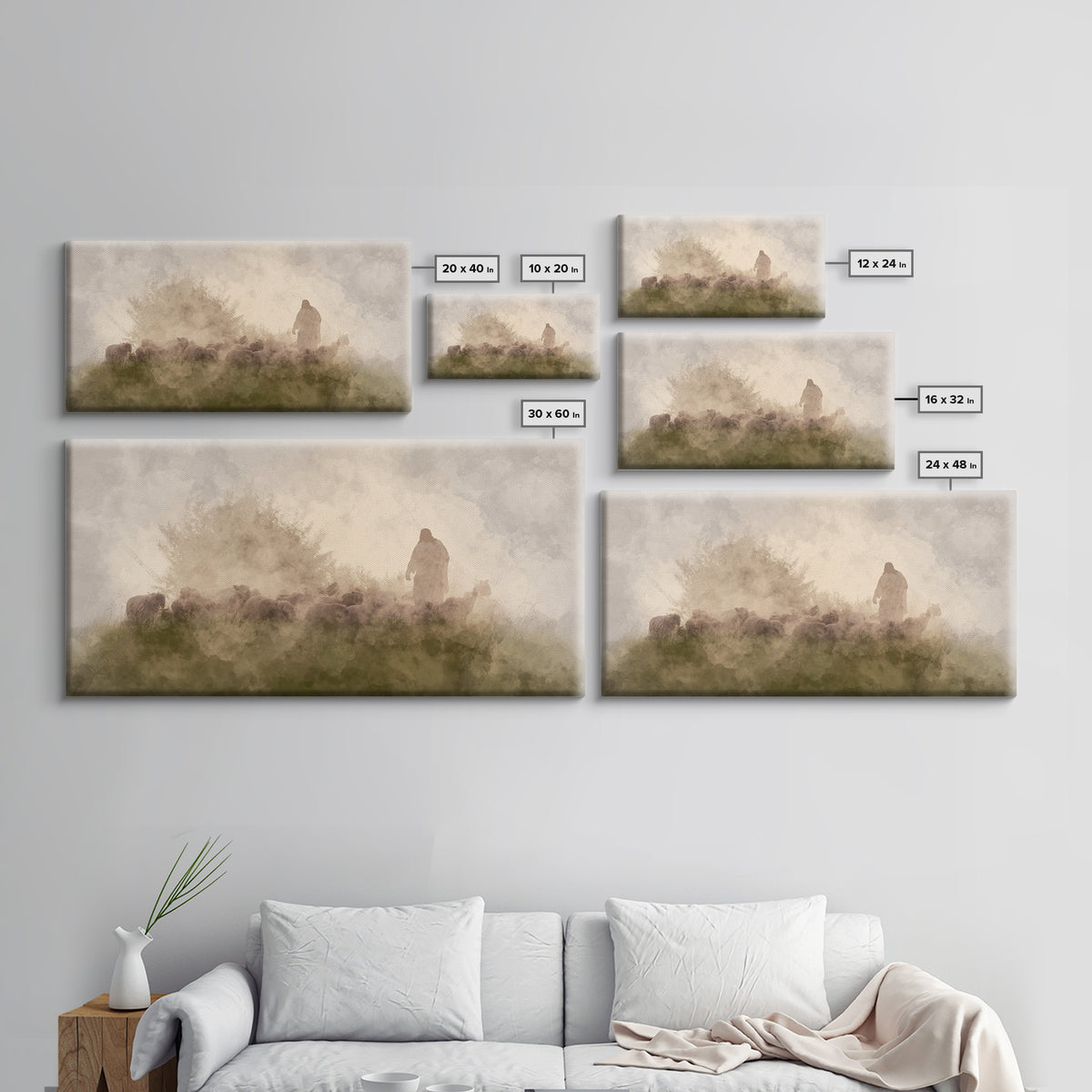 Silent Meadow Light, Framed Canvas Print, Christian Art Canvas, Christian Wall Art, Jesus Painting, Moody Christian Art, Christmas Art Prin