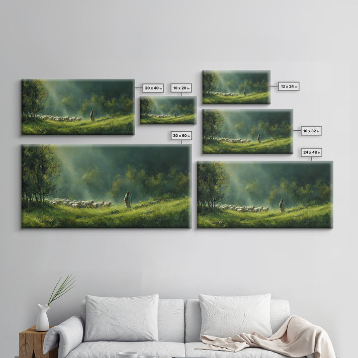 Guiding Forest Light, Framed Canvas Print, Jesus Painting, Christian Wall Art, Christian Art Canvas, Large Christian Painting, Subtle Chris