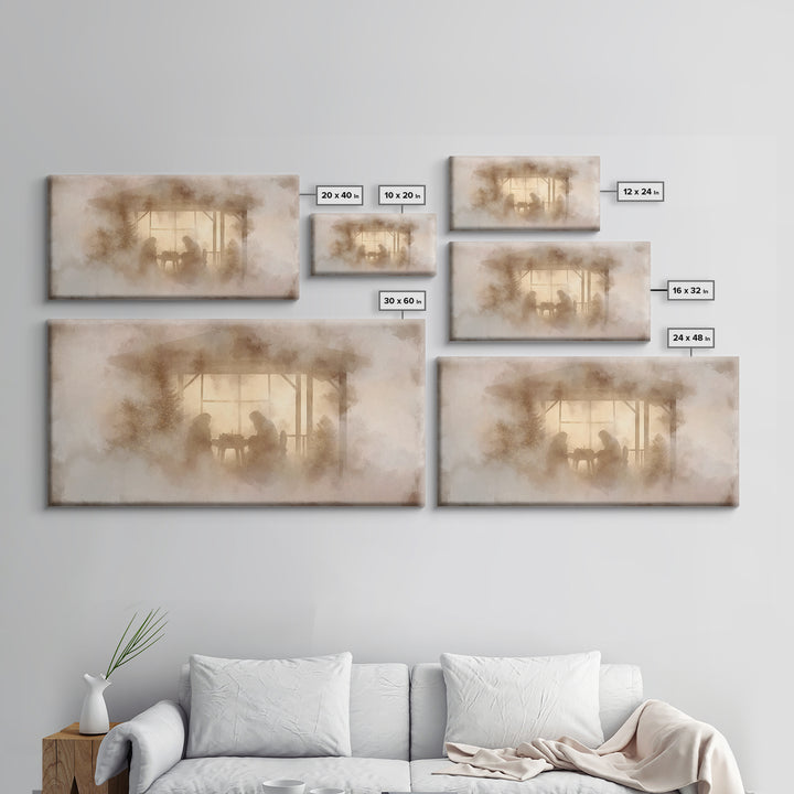 Holy Night Cottage, Framed Canvas Print, Christian Christmas Art, Christmas Wall Art, Christian Art Canvas, Birth Of Jesus Painting, Christ