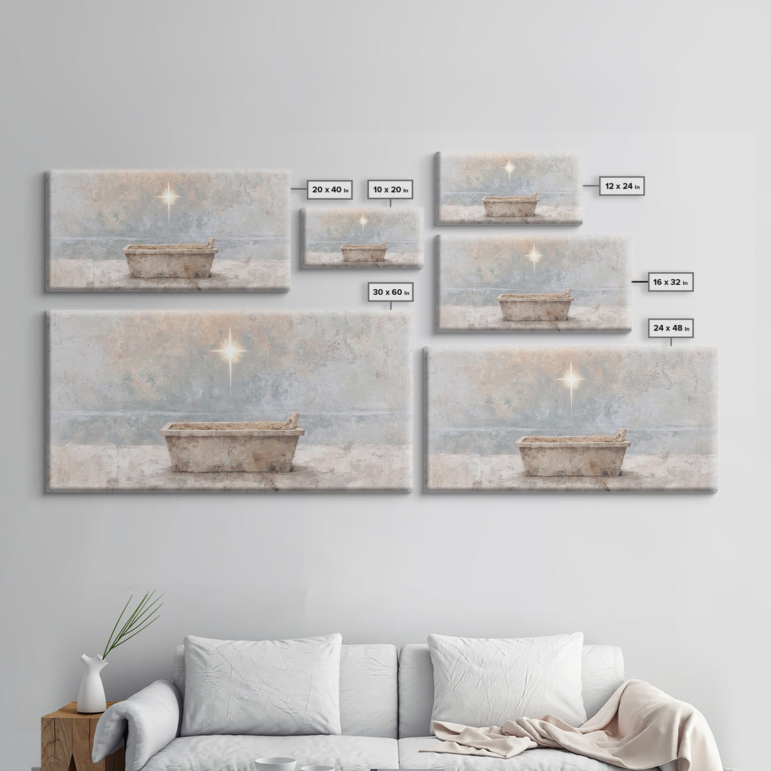 Manger Peace | Framed Canvas Print | Christian Christmas Art | Christian Wall Art | Jesus Painting | Christian Art Canvas | Christian Decor