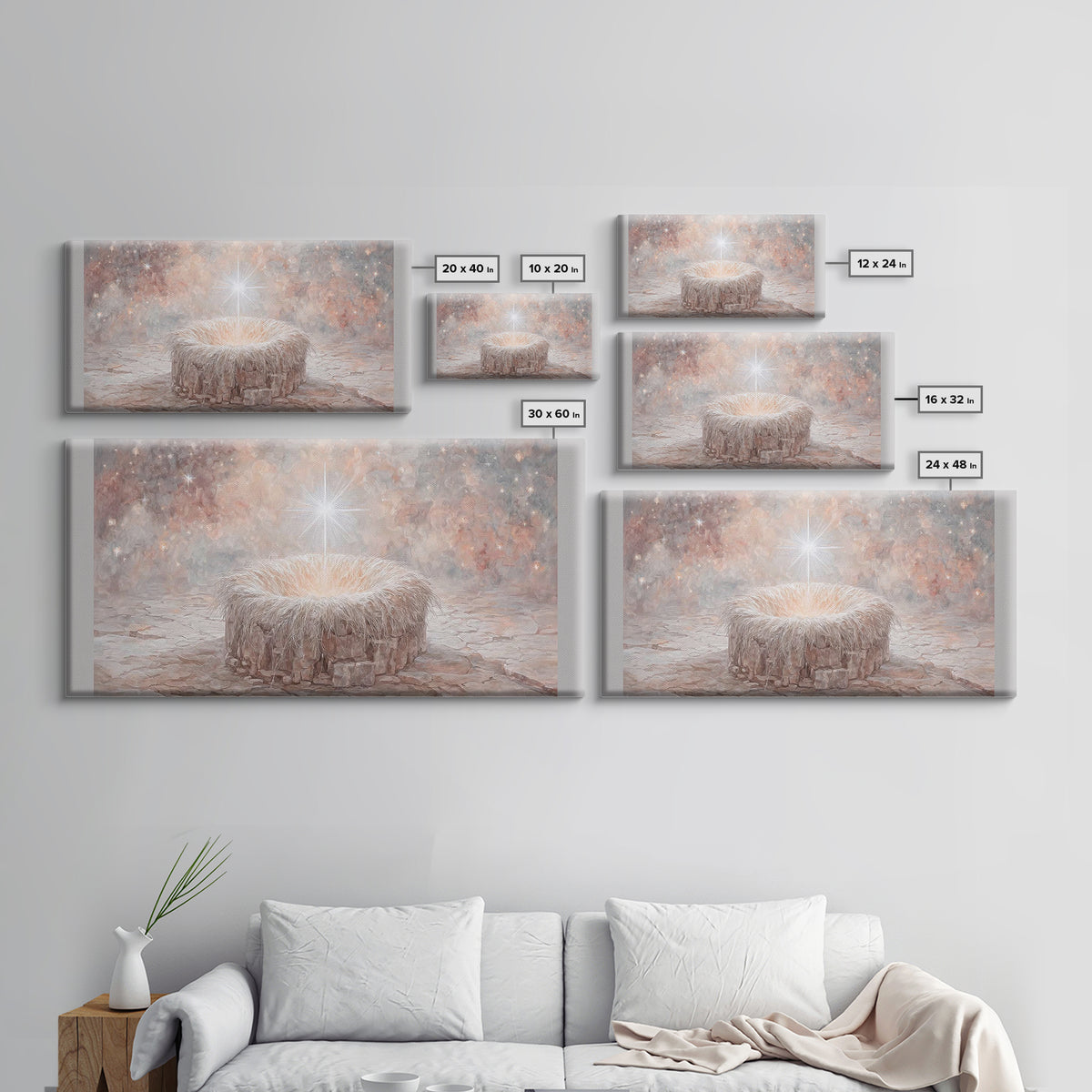 Celestial Cradle | Framed Canvas Print | Christian Christmas Art | Christian Decor | Christian Art Canvas | Christian Wall Art | Jesus Pain
