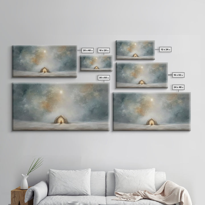 Divine Arrival | Framed Canvas Print | Christian Art Canvas | Christian Wall Art | Jesus Painting | Christian Christmas Art | Christian Dec