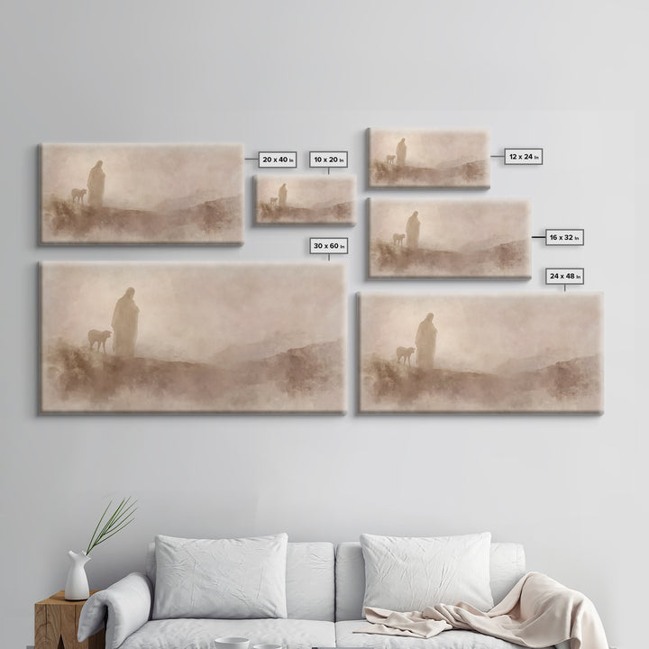 Silent Footsteps | Framed Canvas Print | Christian Wall Art | Christian Art Print | Jesus Painting | Christmas Art | Christian Decor | Fait