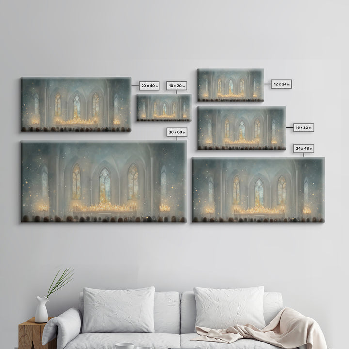 Cathedral Midnight Flame – Framed Canvas Print – Christian Paintings – Christmas Wall Art – Christian Christmas Art – Large Christian Paint