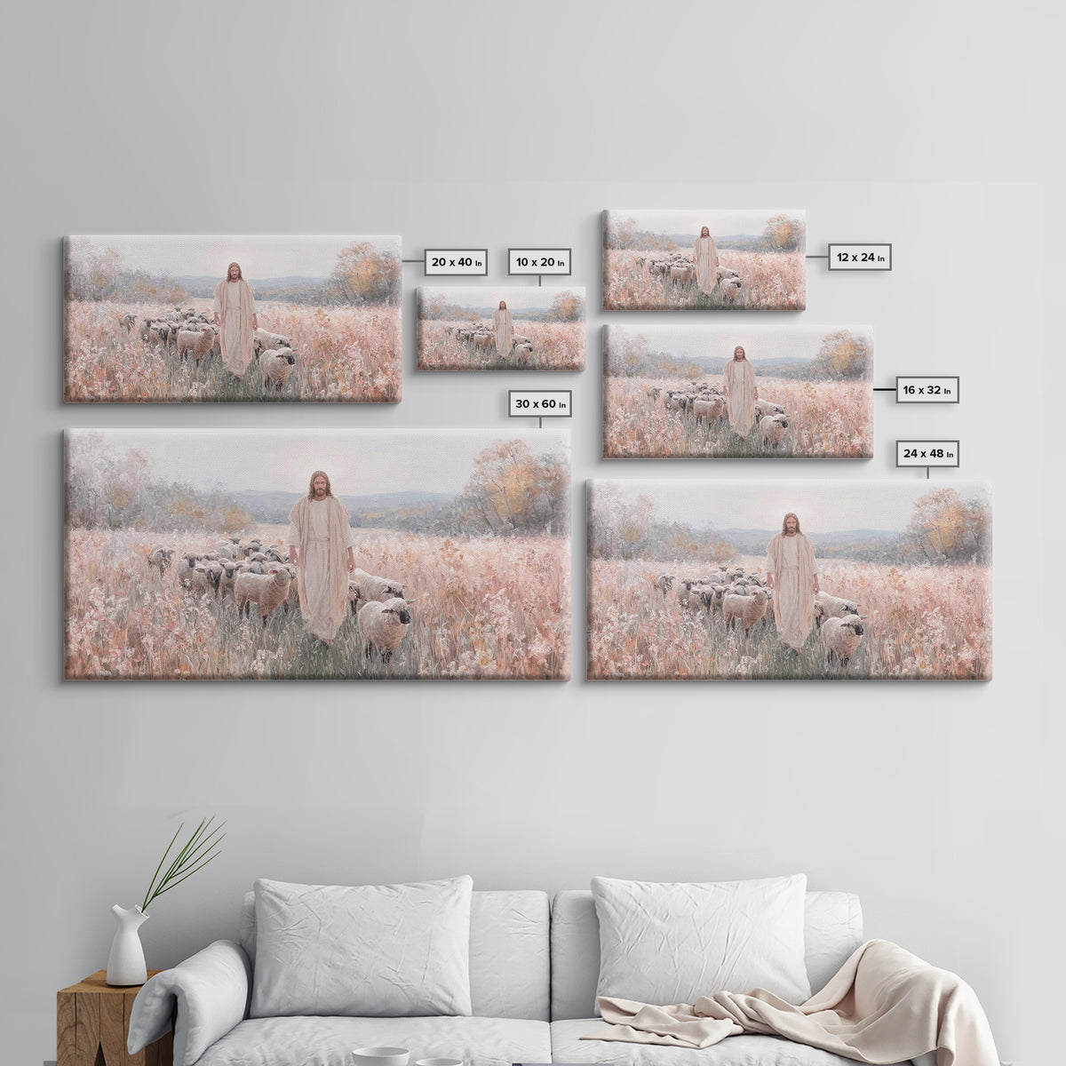 Pasture Of Grace – Framed Canvas Print – Jesus Painting – Christian Art Canvas – Christian Wall Art – Christian Art – Christian Gift