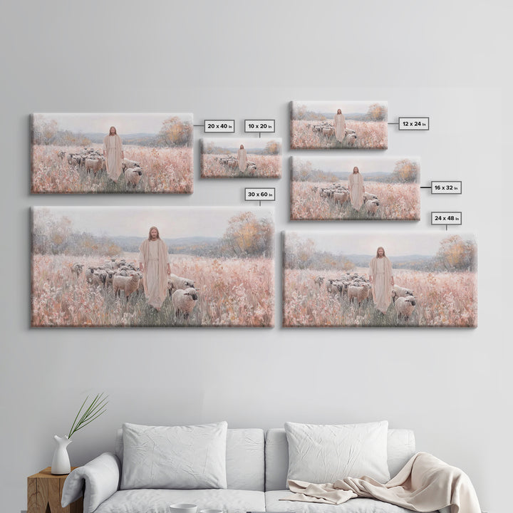 Pasture Of Grace – Framed Canvas Print – Jesus Painting – Christian Art Canvas – Christian Wall Art – Christian Art – Christian Gift