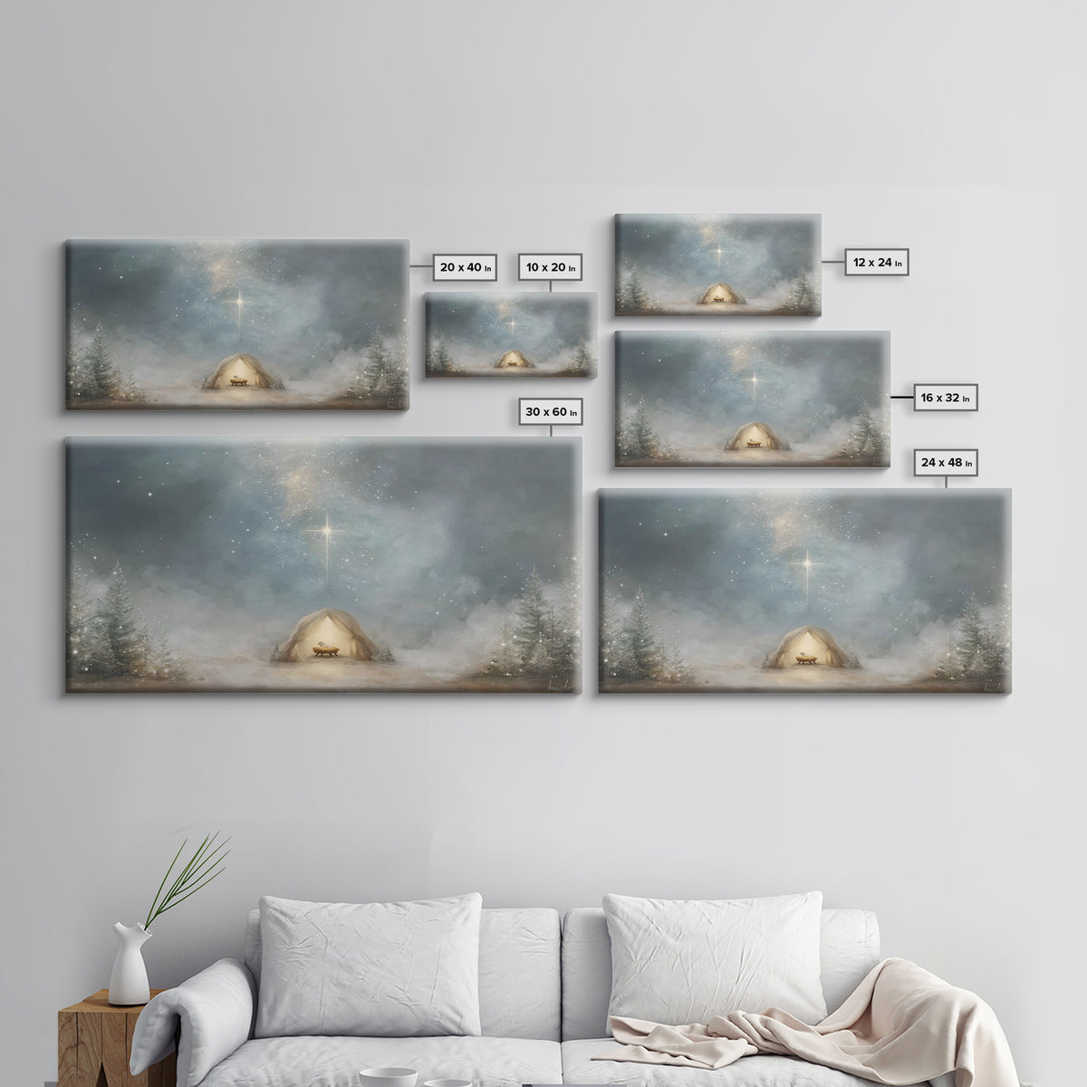Heavenly Night Star – Framed Canvas Print – Christian Art Canvas – Christian Christmas Art – Christian Wall Art – Christmas Art – Christian