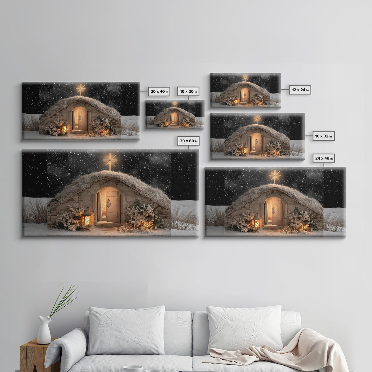 Sacred Stable Glow | Framed Canvas Print | Christian Christmas Art | Christian Art Canvas | Christmas Art | Christian Art | Christian Wall