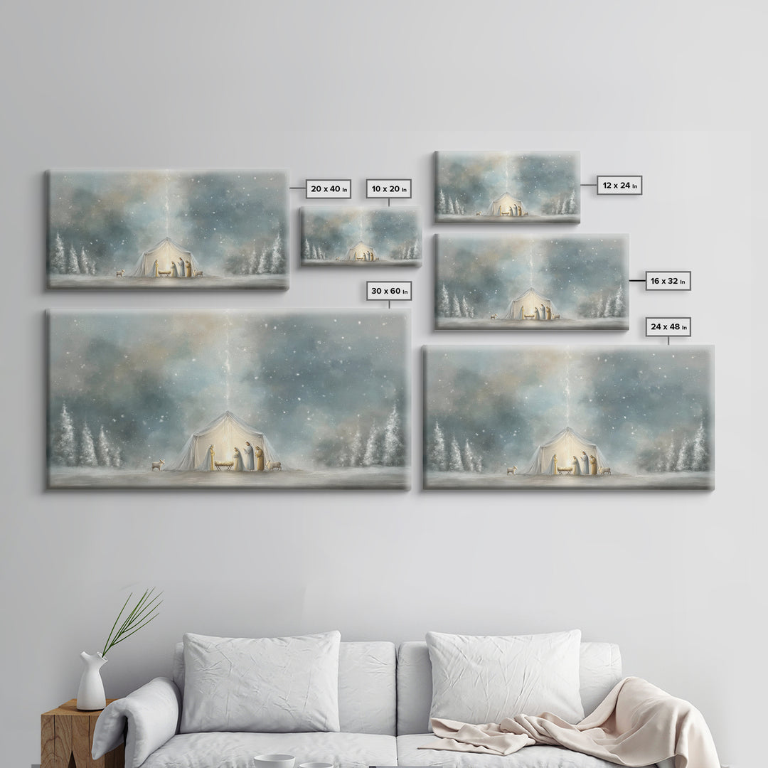 Adoration In Light, Framed Canvas Print, Christian Art Canvas, Christian Christmas Art, Christian Art, Christian Wall Art, Christmas Art