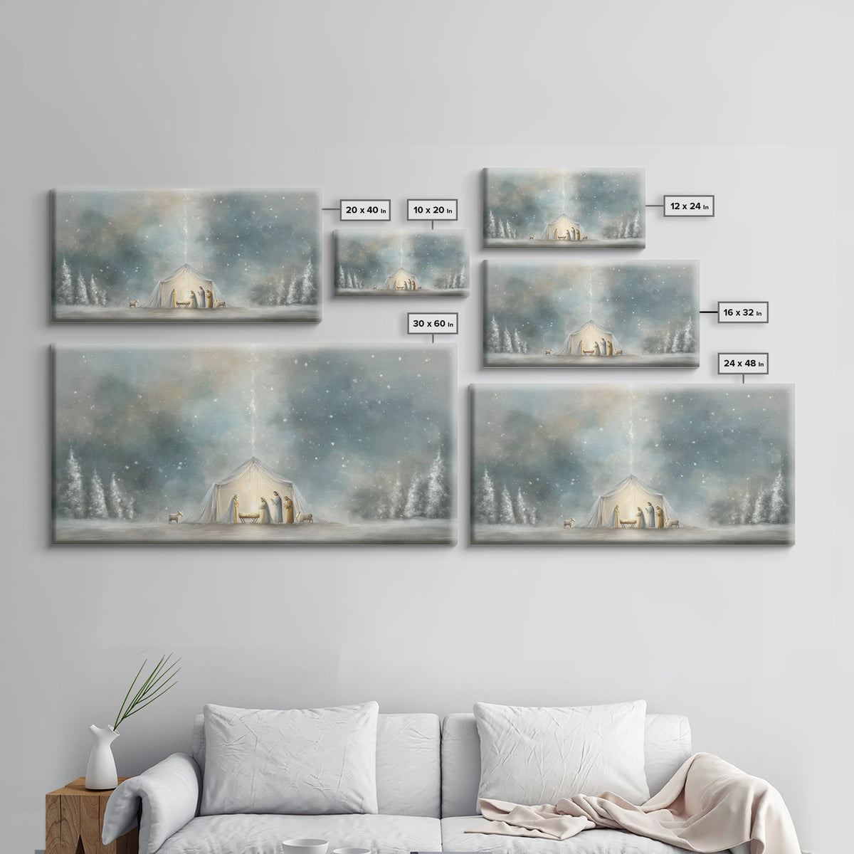 Adoration In Light, Framed Canvas Print, Christian Art Canvas, Christian Christmas Art, Christian Art, Christian Wall Art, Christmas Art