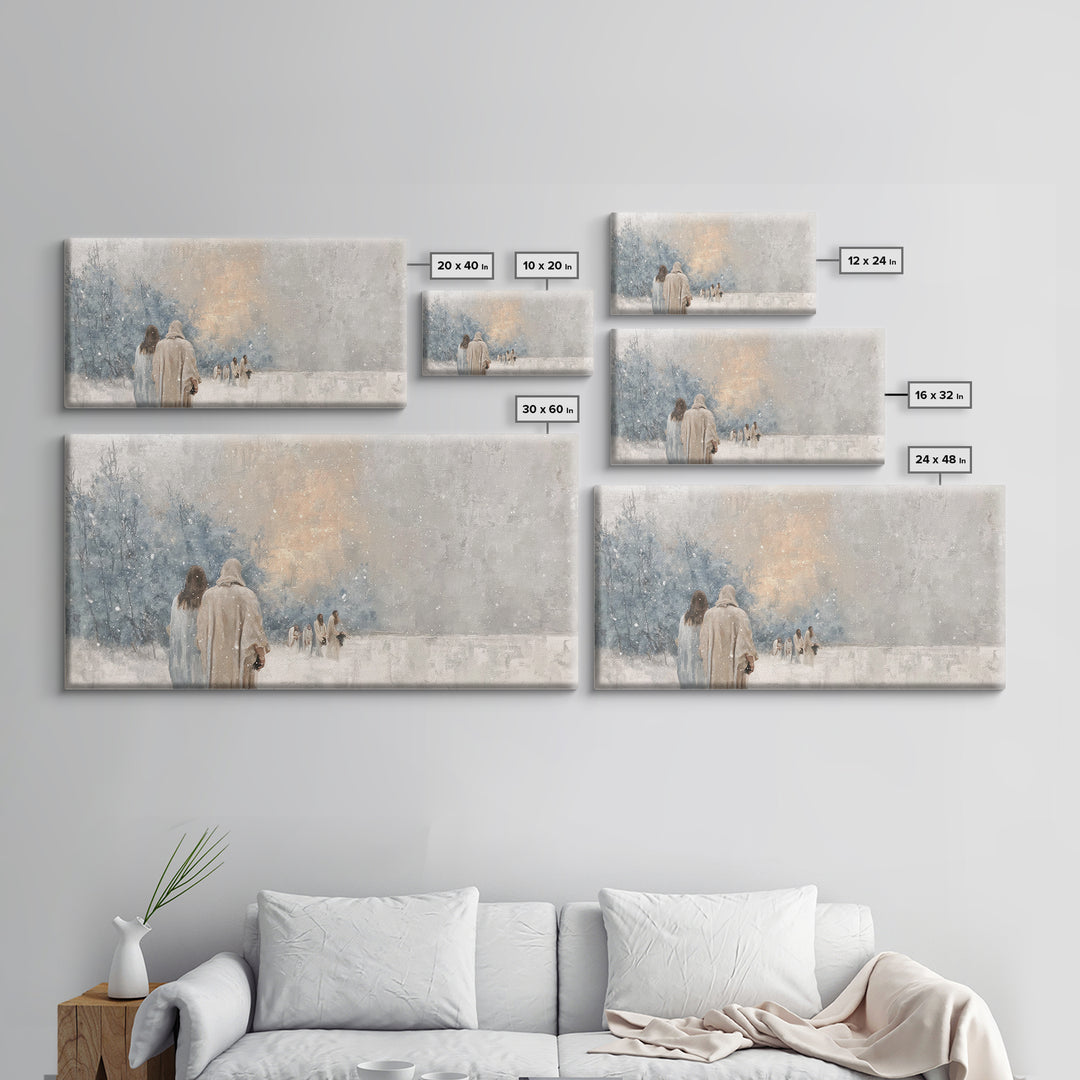Winter Pilgrims – Framed Canvas Print – Christian Wall Art – Christian Art Canvas – Jesus Painting – Christian Christmas Art – Christian De