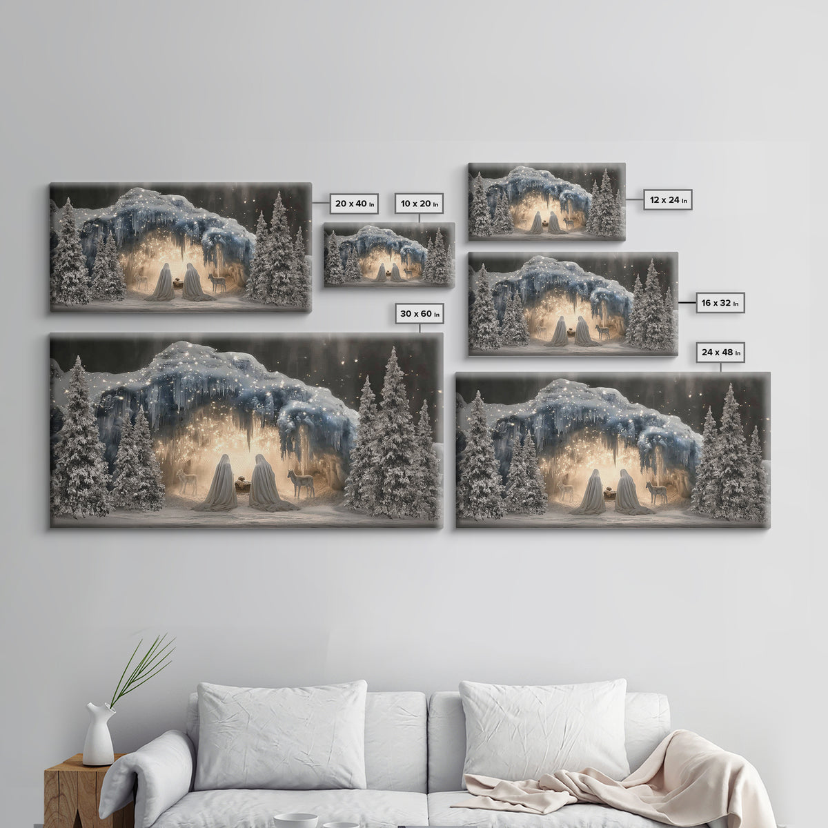Holy Cave Light – Framed Canvas Print – Christian Art Canvas – Christmas Wall Art – Jesus Christmas Art – Christian Art Print – Christian D