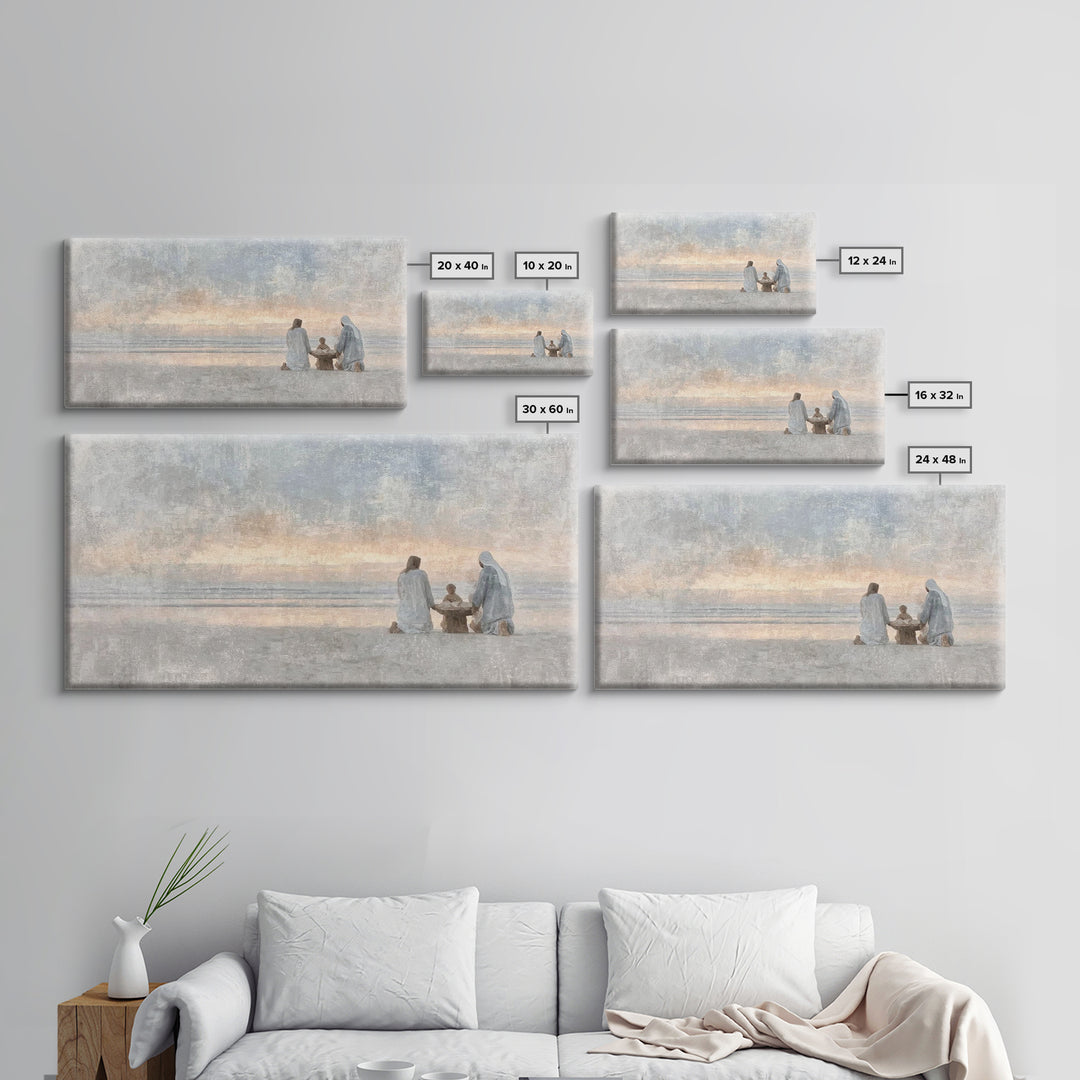 Sandy Nativity – Framed Canvas Print – Christian Art Canvas – Christmas Wall Art – Christian Christmas Art – Christian Decor For Home – Chr