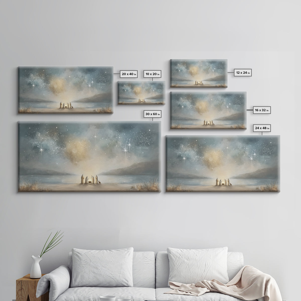 Shoreline Miracle – Framed Canvas Print – Christian Wall Art – Christian Art Print – Jesus Christmas Art – Christmas Art Framed – Christian
