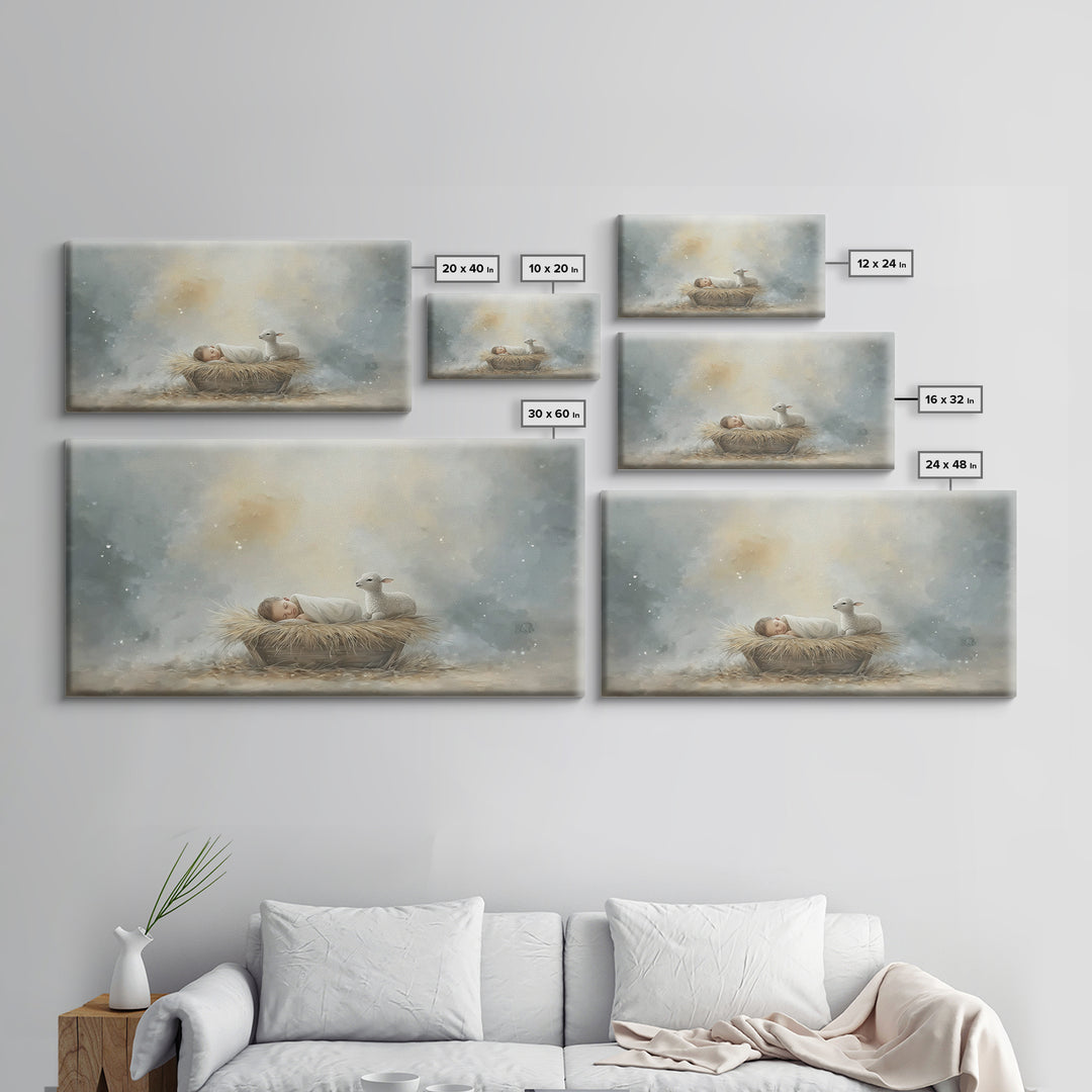 Heaven’s Quiet – Framed Canvas Print – Christian Christmas Art – Christian Wall Art – Christian Art Print – Jesus Painting – Christmas Art