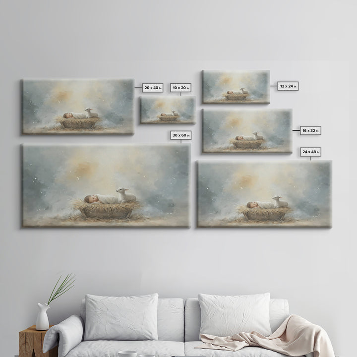 Heaven’s Quiet – Framed Canvas Print – Christian Christmas Art – Christian Wall Art – Christian Art Print – Jesus Painting – Christmas Art