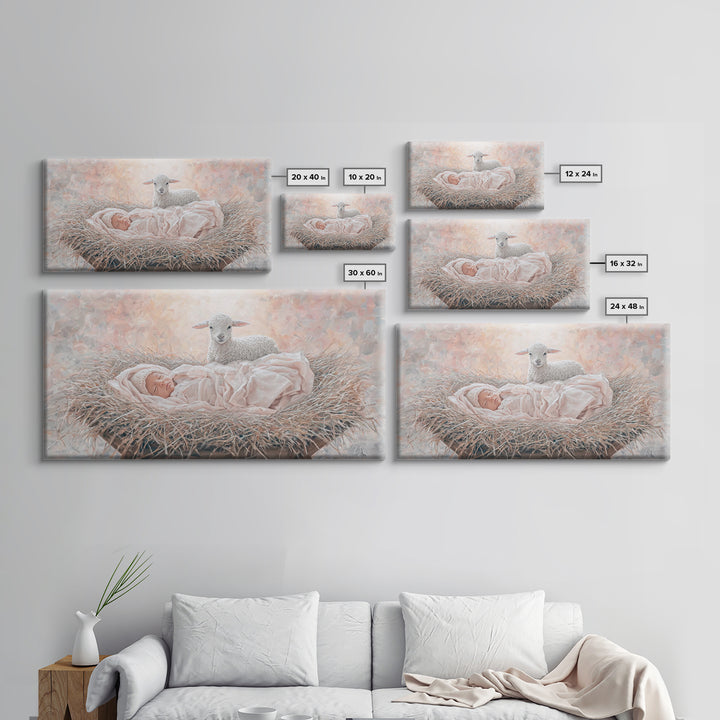 Manger Blessing – Framed Canvas Print – Christian Paintings – Christian Art Canvas – Christmas Wall Art – Christian Christmas Art – Jesus P