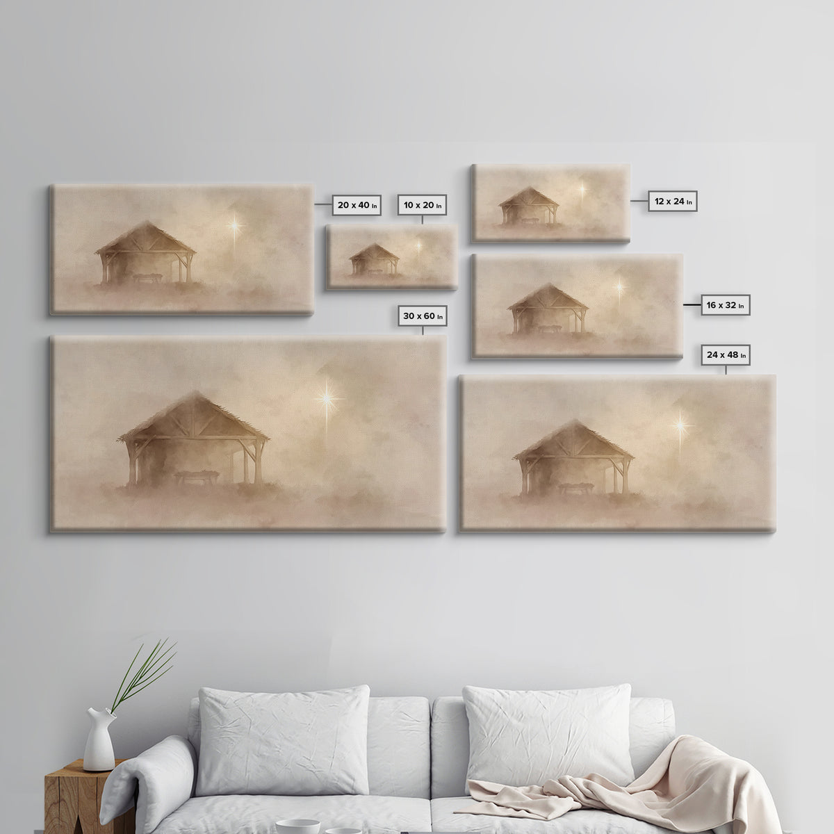 Starlit Stable – Framed Canvas Print – Christian Christmas Art – Christmas Canvas Wall Art – Christian Wall Art – Christian Art Print – Chr
