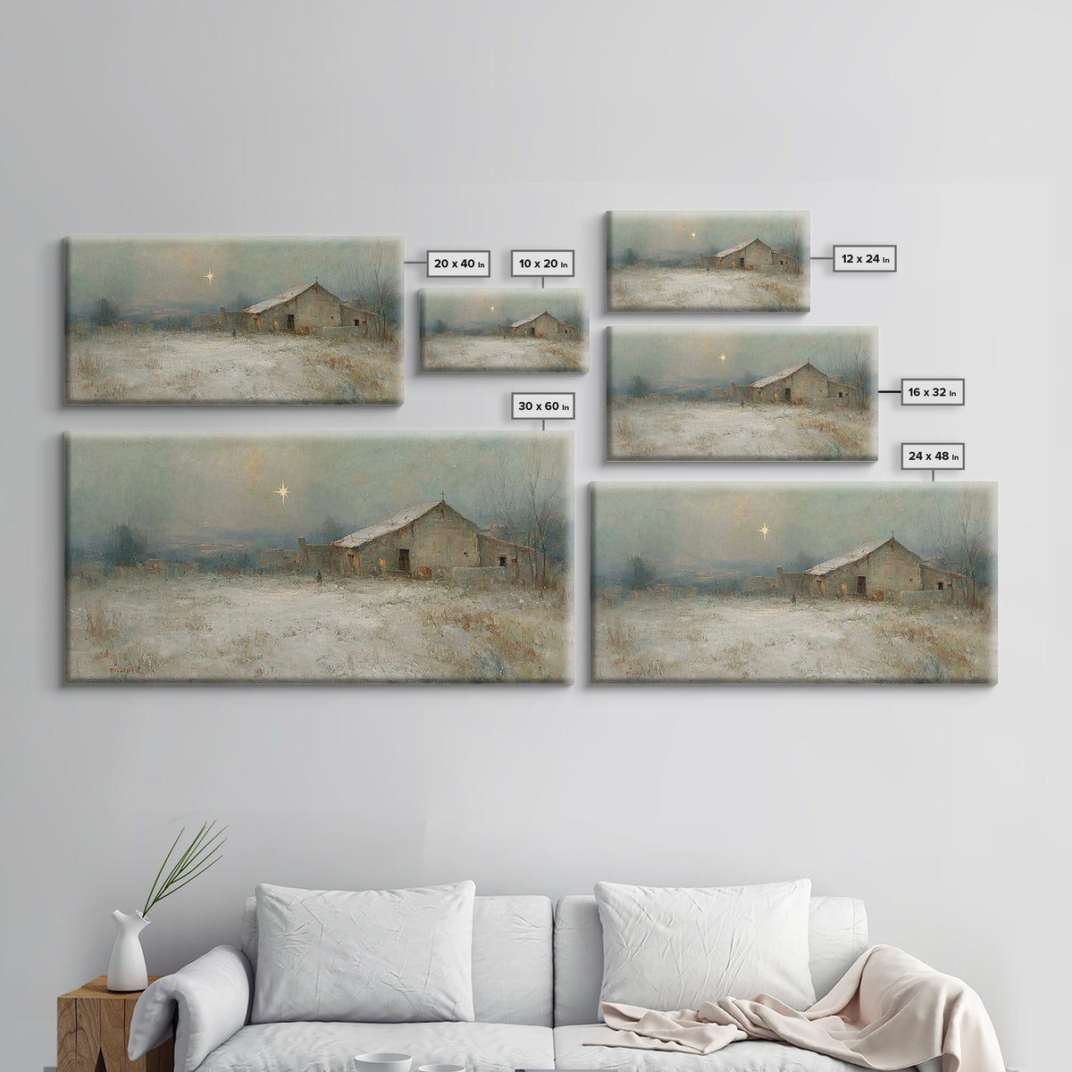 Winter Bethlehem – Framed Canvas Print – Christmas Art Prints – Christian Wall Art – Christian Christmas Art – Vintage Christian Art – Chri