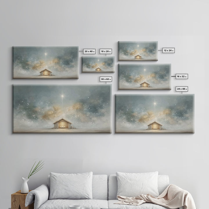 Manger Glory – Framed Canvas Print – Christmas Canvas Wall Art – Christian Christmas Art – Christian Art Print – Christian Wall Art – Frame