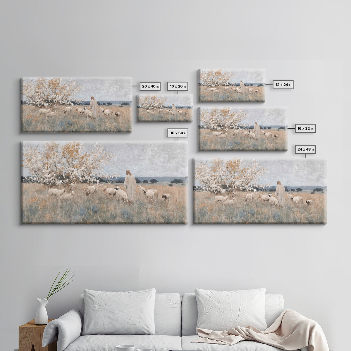 Quiet Shepherd Light, Framed Canvas Print, Christian Art Canvas, Jesus Painting, Christian Wall Art, Christmas Art Prints