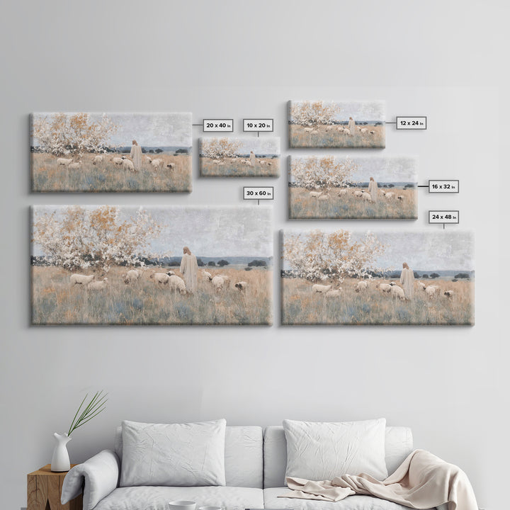 Quiet Shepherd Light, Framed Canvas Print, Christian Art Canvas, Jesus Painting, Christian Wall Art, Christmas Art Prints