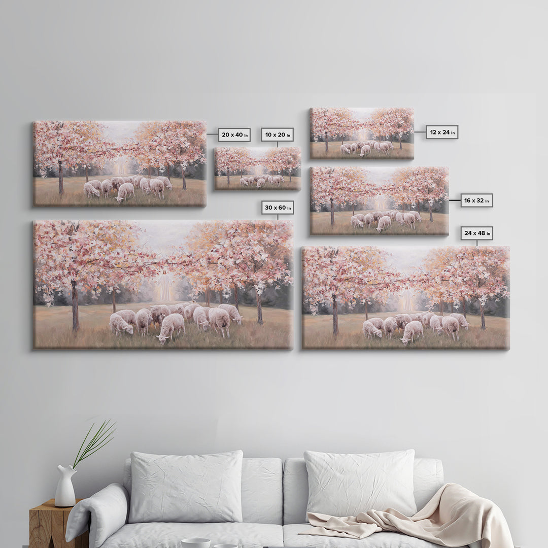 Radiant Pasture Hope – Framed Canvas Print – Christian Art Canvas – Jesus Painting – Christmas Art – Christian Wall Art