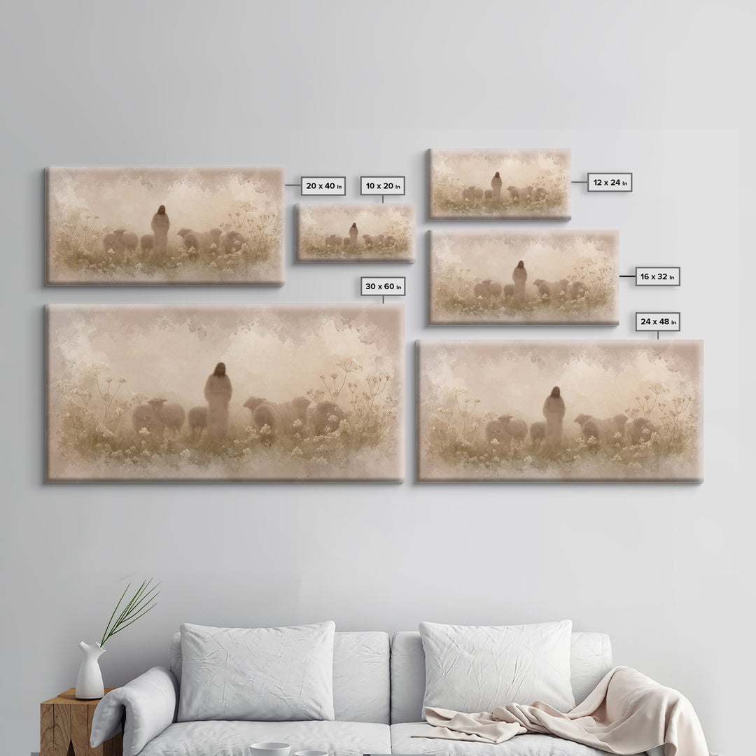 Pastoral Spring Calm – Framed Canvas Print – Christian Art – Jesus Painting – Christian Art Canvas – Christmas Wall Art