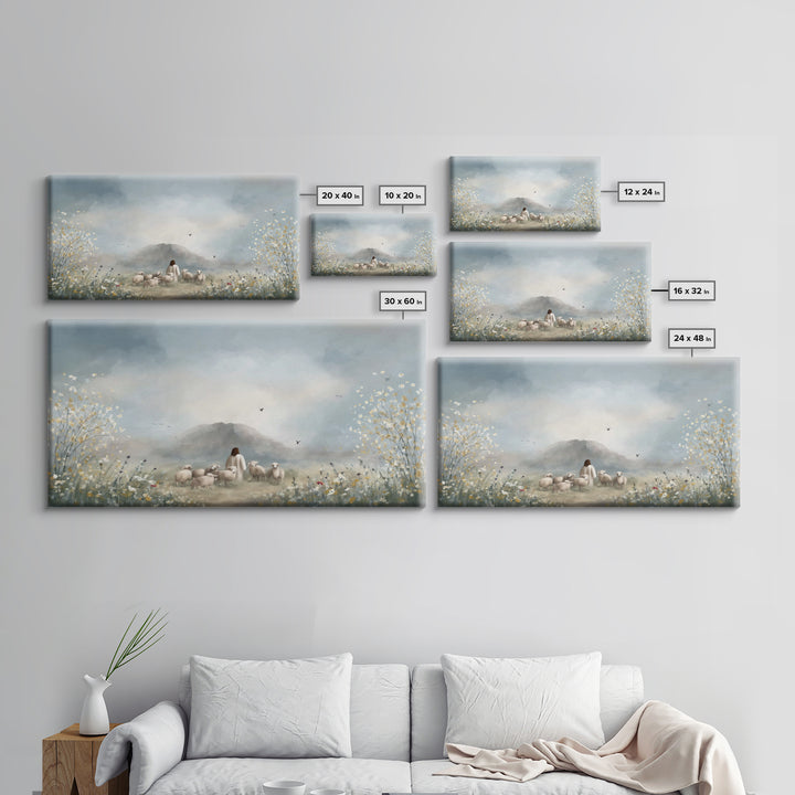 Heavenly Field Stillness, Framed Canvas Print, Christian Christmas Art, Jesus Painting, Christian Wall Art, Art Canvas