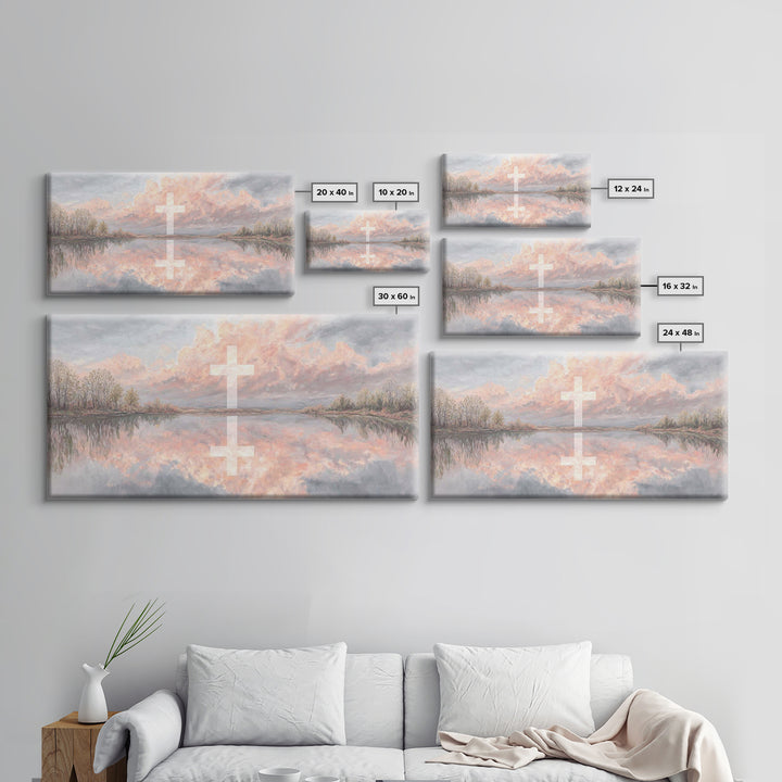 Cross Of Evening, Framed Canvas Print, Christian Art, Christian Wall Art, Christian Painting, Christian Art Canvas, Christian Christmas Art