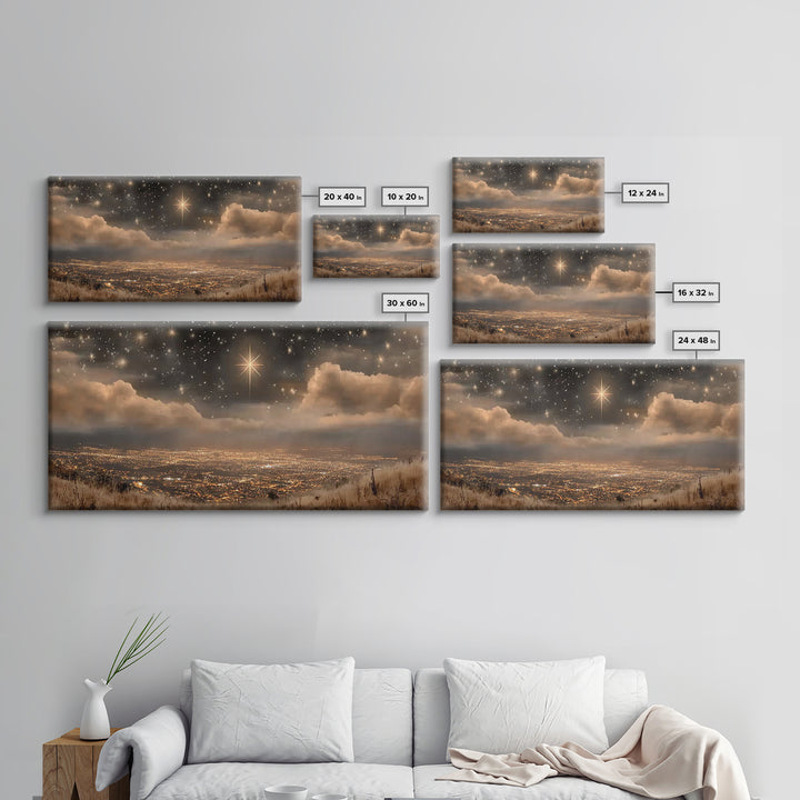 Bethlehem Shine, Framed Canvas Print, Christian Art Prints, Christmas Art, Christian Christmas Art, Christian Wall Art, Modern Christian Ar