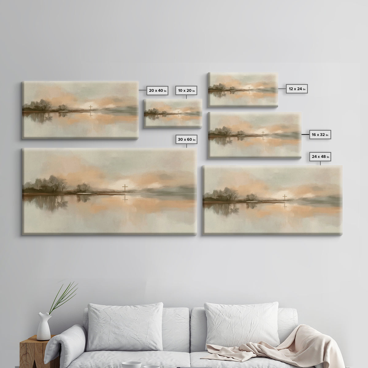 Soft Cross Horizon – Framed Canvas Print – Christian Art – Christian Art Canvas – Christian Wall Art – Christian Painting – Christian Gift