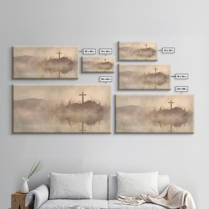 Hilltop Cross – Framed Canvas Print – Christian Wall Art – Christian Art Canvas – Jesus Painting – Christian Christmas Art – Christian Gift