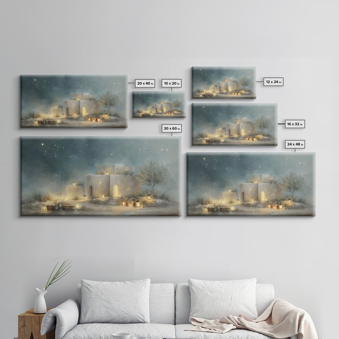 Bethlehem Glow – Framed Canvas Print – Christian Wall Art – Christian Art Canvas – Christmas Art Prints – Christian Christmas Decor – Jesus