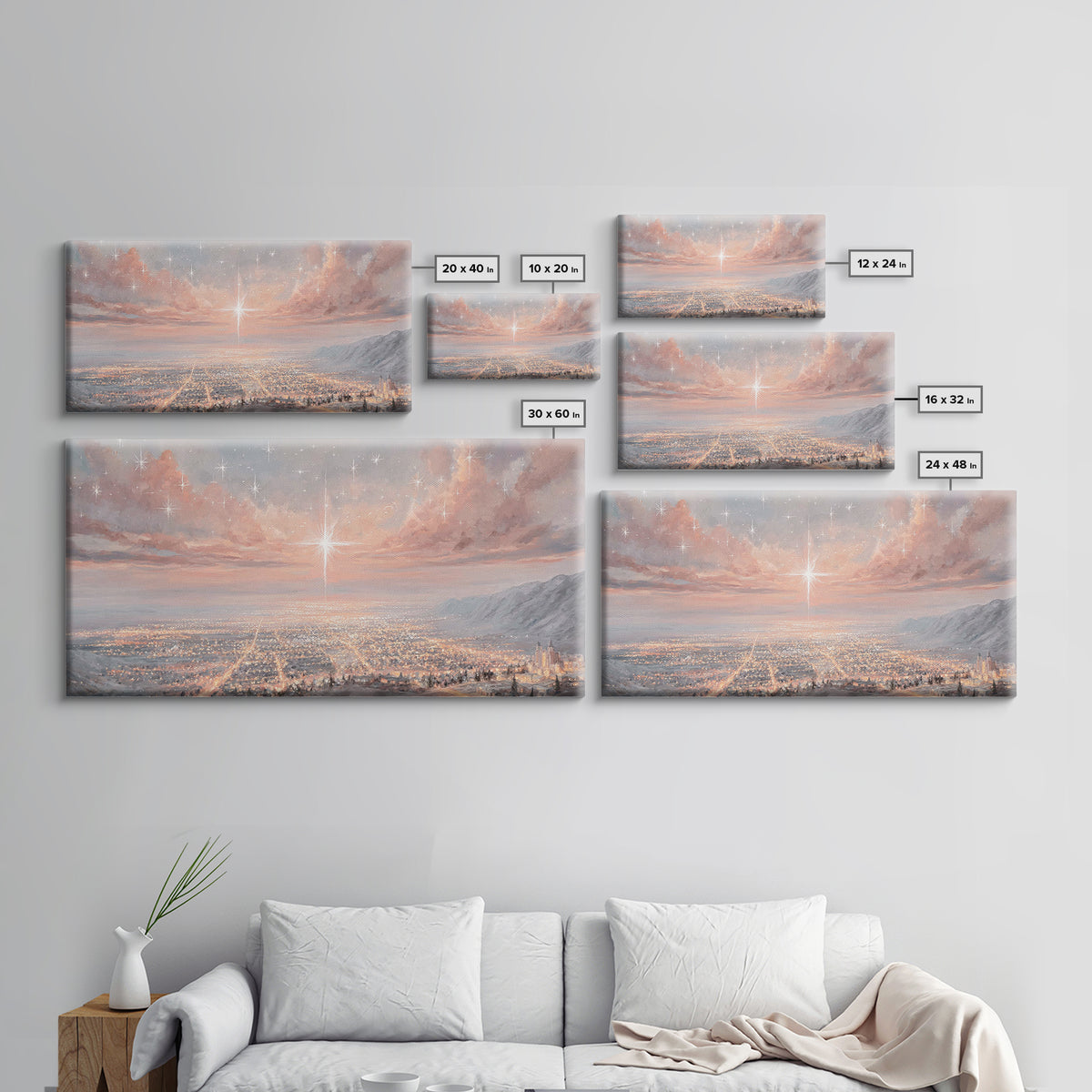 Celestial Dawn Light | Framed Canvas Print | Christian Christmas Art | Christian Art Prints | Christmas Wall Art | Christian Wall Art | Uni