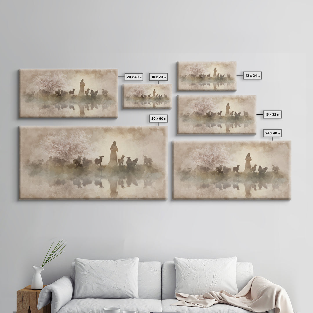 Guiding Shepherd – Framed Canvas Print – Christian Wall Art – Jesus Painting – Christian Art Canvas – Christian Christmas Art – Christian A