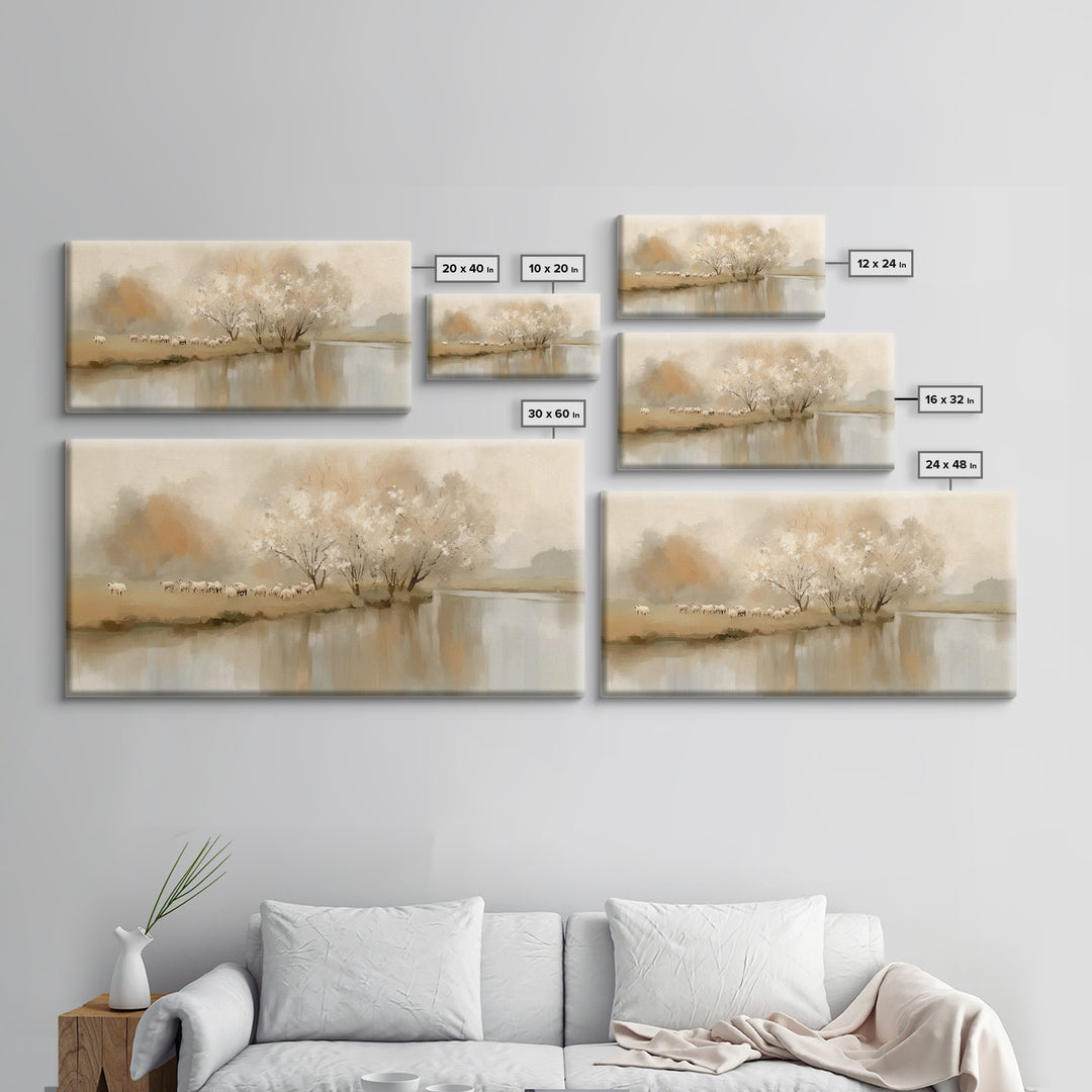 Riverside Peace – Framed Canvas Print – Christian Wall Art – Minimalist Christian Art – Christian Art Canvas – Christian Gift – Christian P