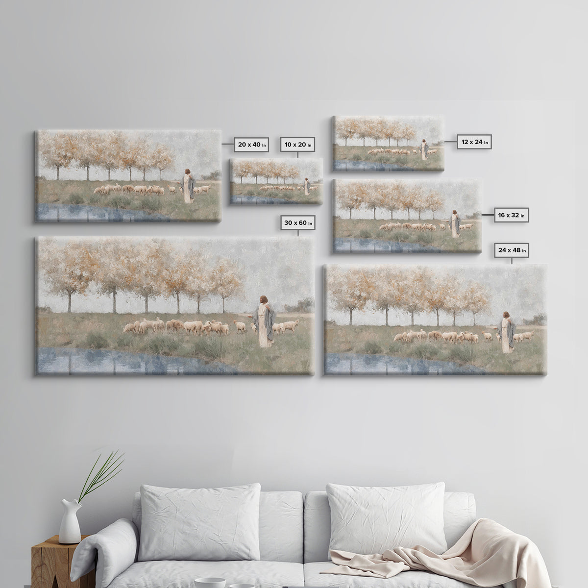Pasture Of Mercy – Framed Canvas Print – Christian Wall Art – Jesus Painting – Christian Art Canvas – Christian Christmas Art – Christian G
