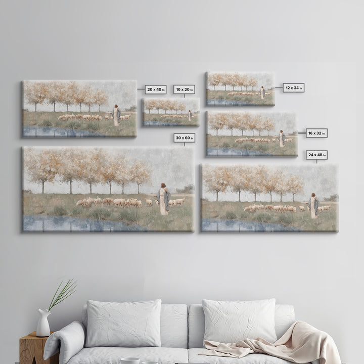 Pasture Of Mercy – Framed Canvas Print – Christian Wall Art – Jesus Painting – Christian Art Canvas – Christian Christmas Art – Christian G