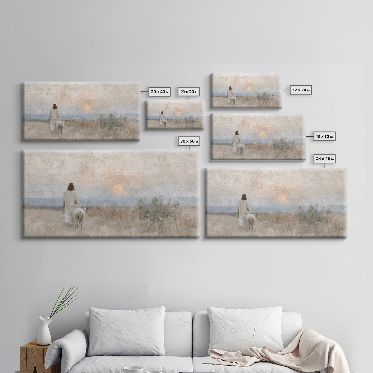 Sunset Shepherd – Framed Canvas Print – Christian Wall Art – Christian Christmas Art – Jesus Painting – Christian Art Canvas – Christian De