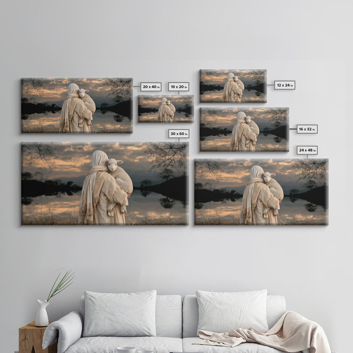 Lamb Of Comfort – Framed Canvas Print – Christian Wall Art – Jesus Painting – Christian Art Canvas – Christian Gift Ideas – Christmas Art