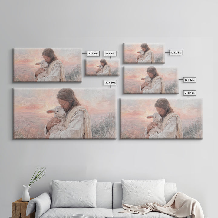 Shepherd's Embrace – Framed Canvas Print – Christian Wall Art – Jesus Painting – Christian Art Canvas – Christian Christmas Art