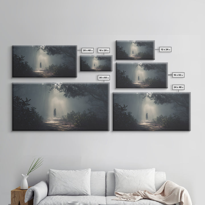 Shadowed Path – Framed Canvas Print – Moody Christian Art – Christian Wall Art – Jesus Painting – Retro Christmas Art