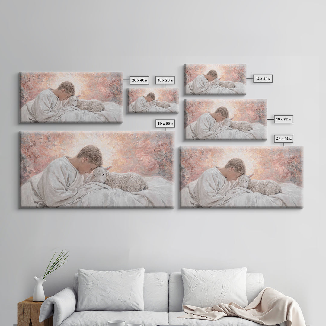 Shepherd Child Light – Framed Canvas Print – Jesus Painting – Christian Art Canvas – Christian Wall Art – Christian Christmas Art – Christi