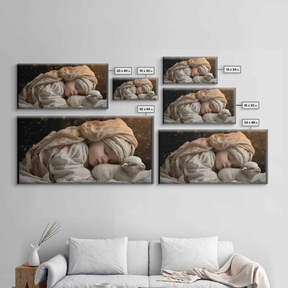 Starry Slumber – Framed Canvas Print – Christian Wall Art – Christian Art Canvas – Christian Christmas Art – Jesus Painting – Christian Dec