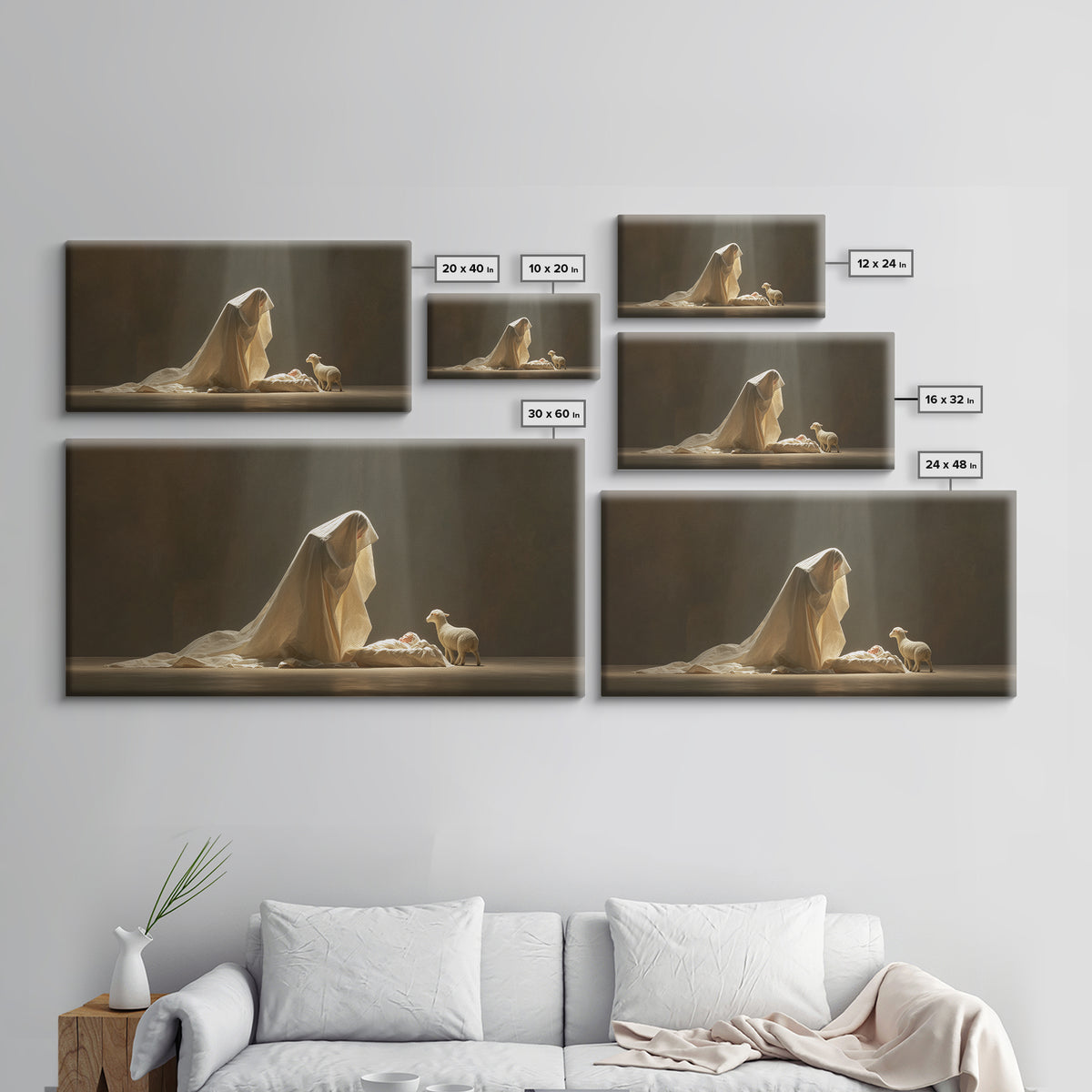 Sacred Adoration – Framed Canvas Print – Christian Art Canvas – Christian Christmas Art – Christian Wall Art – Christian Decor – Jesus Pain