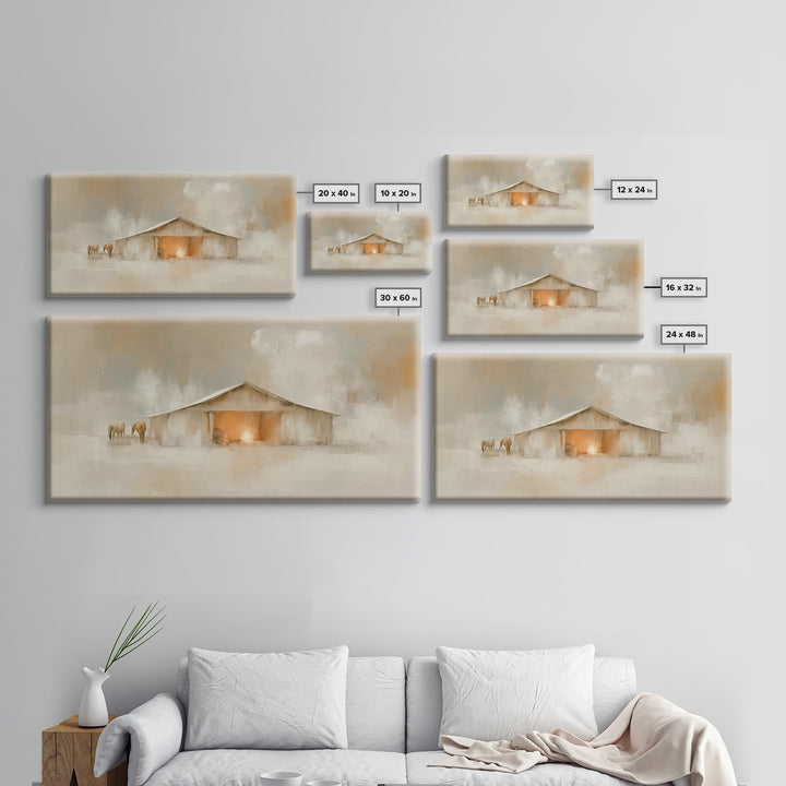 Quiet Manger – Framed Canvas Print – Christian Art Canvas – Christmas Art – Christian Wall Art – Christian Decor – Christian Christmas Art