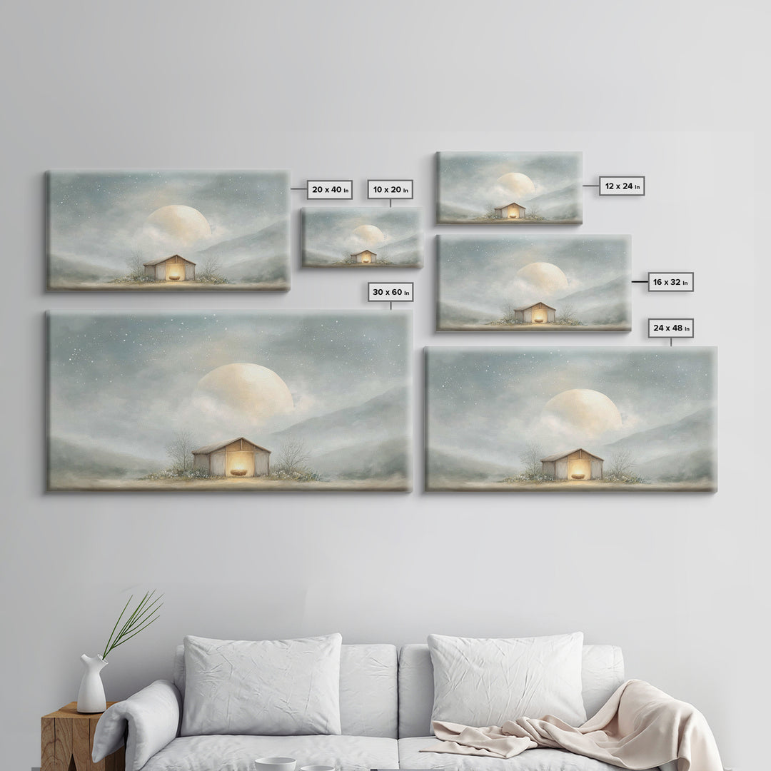 Moonlit Nativity Peace – Framed Canvas Print – Christian Wall Art – Christian Art Canvas – Christmas Art – Christian Christmas Art – Christ