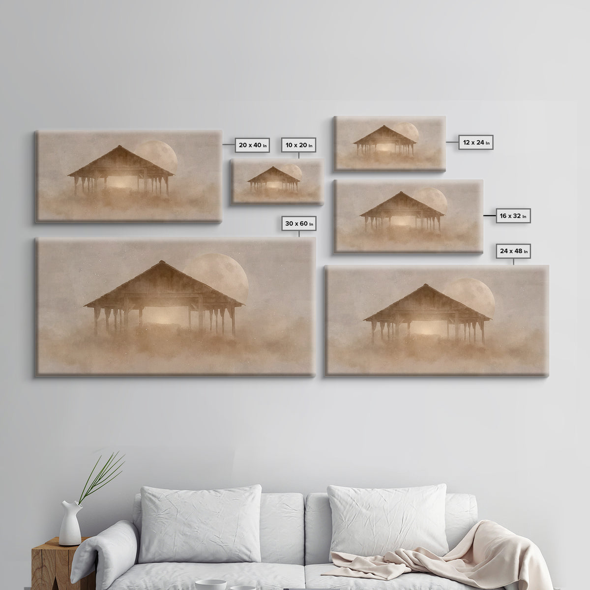 Holy Night Shelter – Framed Canvas Print – Christian Christmas Art – Christian Art Canvas – Christian Wall Art – Christmas Art – Christian