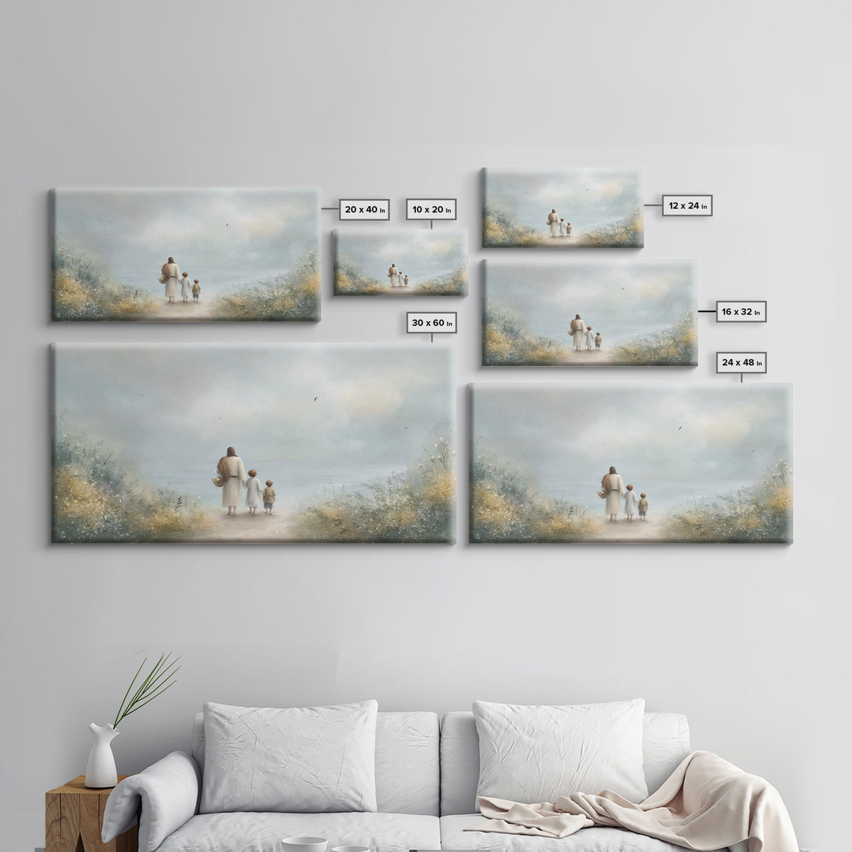 Peaceful Shore Path – Framed Canvas Print – Christian Art – Christian Art Canvas – Christian Wall Art – Jesus Painting – Christian Gift